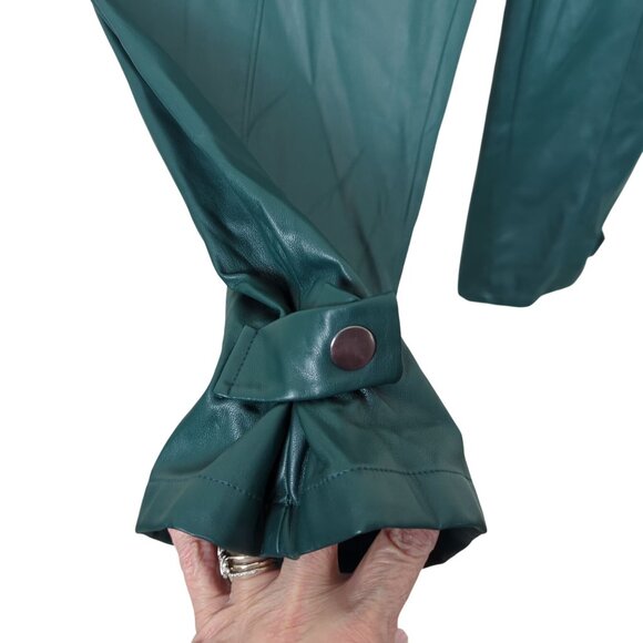 Ryegrass Faux Leather Green Pants Size Medium Elastic Waist Tapered Leg - Picture 8 of 16